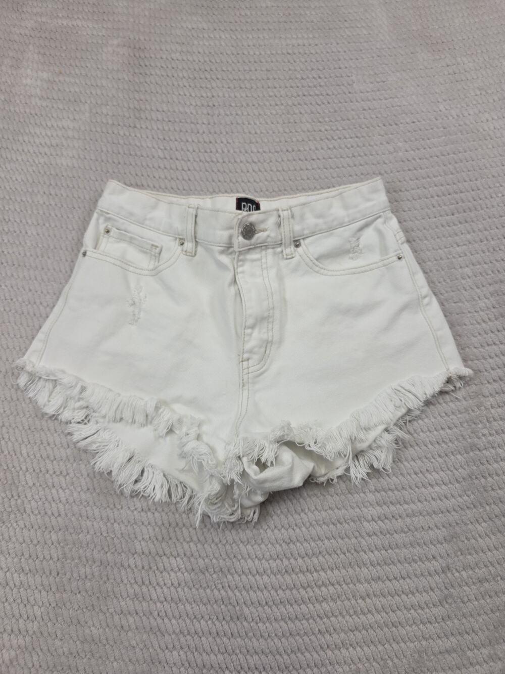BDG Shorts Womens 27 High Rise Cheeky Short White Jean Distressed